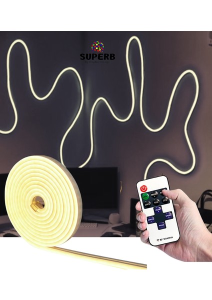 Neon LED Şerit Seti 5 Metre Gün Işığı Kumandalı ve Adaptör