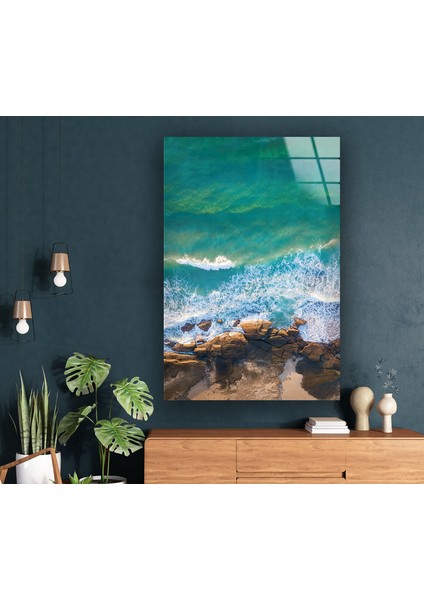 Deniz Dalgaları Cam Duvar Tablosu