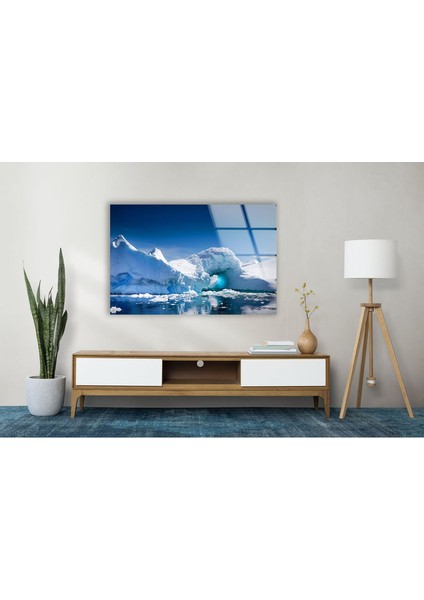 Karlı Dağ Manzarası Temperli Cam Duvar Tablosu