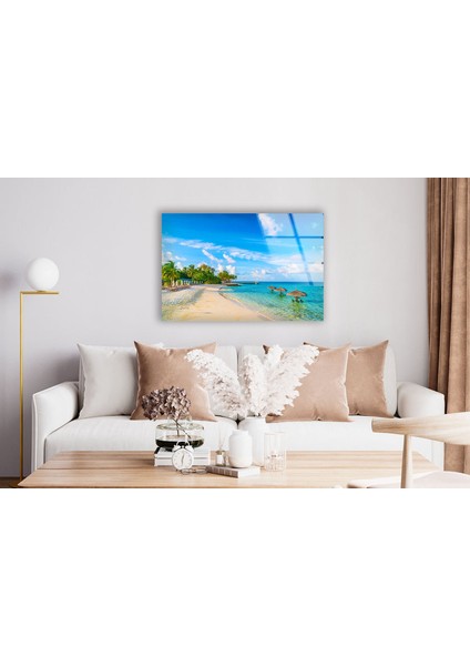 Tropik Ada Temperli Cam Duvar Tablosu fiyatları