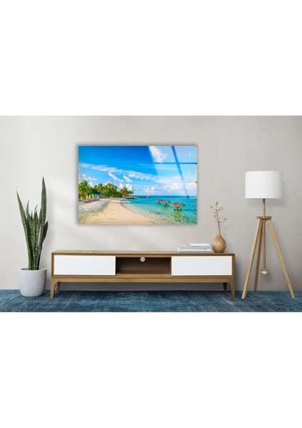 Tropik Ada Temperli Cam Duvar Tablosu modelleri