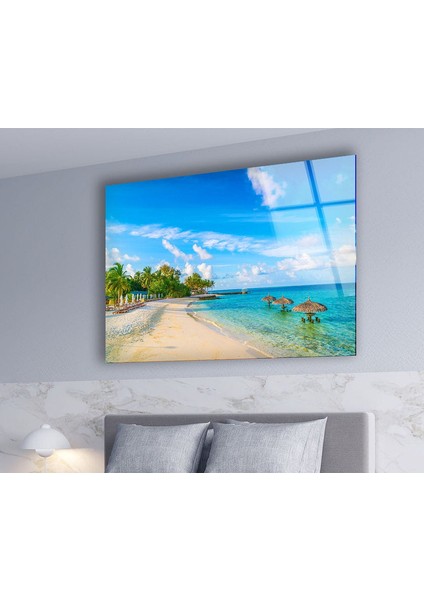 Tropik Ada Temperli Cam Duvar Tablosu fırsatları