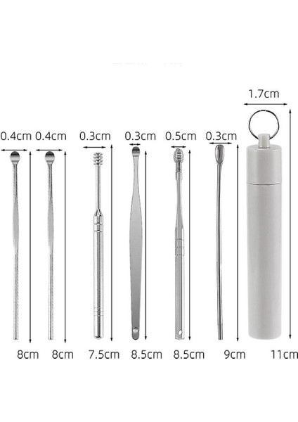 Hijyenik Tüplü 6 Parça Çelik Kulak Temizleme Temizleyici Kulak Kiri Temizleme Seti