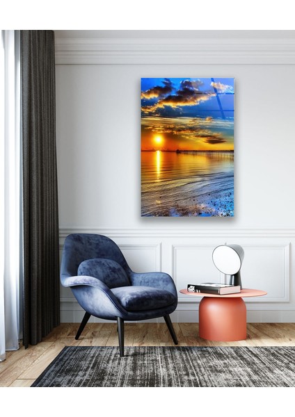 Gün Batımı Manzarası Temperli Cam Duvar Tablosu