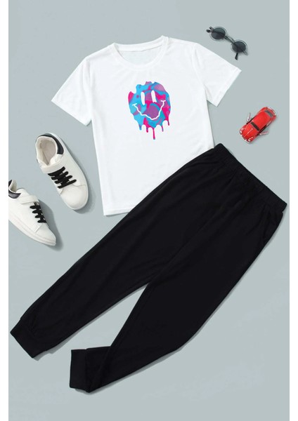 Only Trendwear Çocuk Smile Emoji Alt - Üst Eşofman Takımı