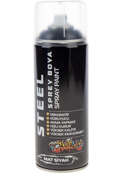 Steel Sprey Boya Mat Siyah 400 ml