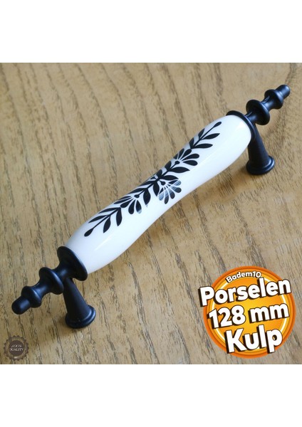 Gül Gerçek Porselen Siyah Beyaz 128 mm Kulplar Mobilya Mutfak Dolabı Çekmece Dolap Kapak Kulpu Kulbu