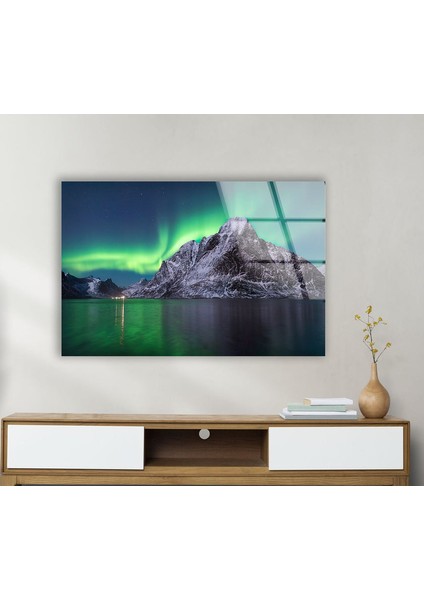 Kuzey Işıkları Temperli Cam Duvar Tablosu