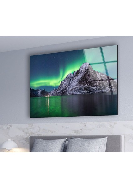 Kuzey Işıkları Temperli Cam Duvar Tablosu fırsatları