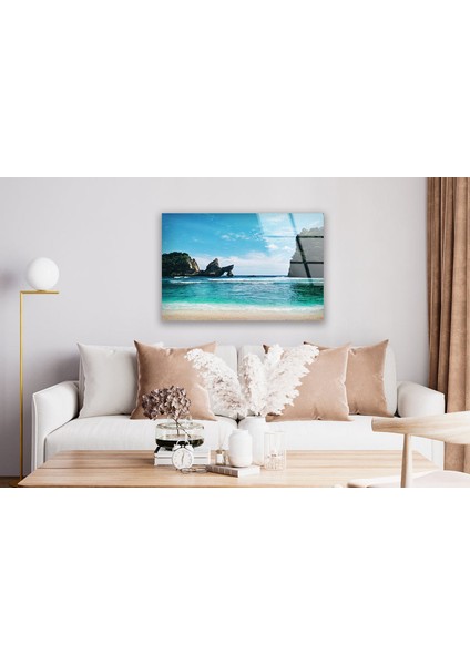 Sahil Manzarası Temperli Cam Duvar Tablosu fiyatları