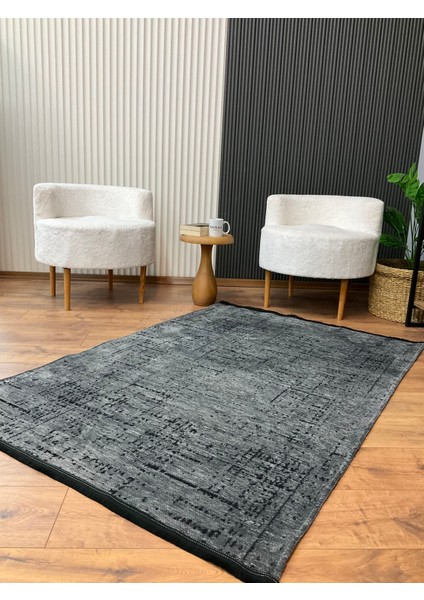 Şönil Dokuma Kayma Yapmaz Makinede Yıkanabilir Leke Tutmaz Kesme Bohem Kilim Antrasit 2