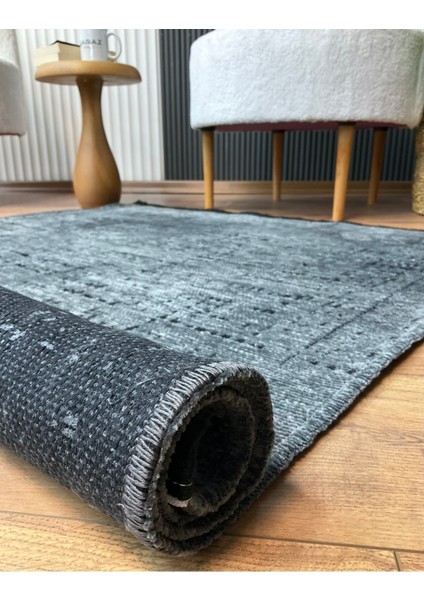 Şönil Dokuma Kayma Yapmaz Makinede Yıkanabilir Leke Tutmaz Kesme Bohem Kilim Antrasit 2 indirimleri