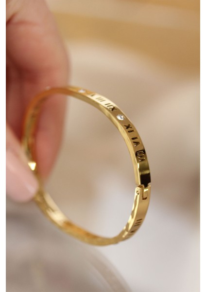 316L Çelik Roma Rakamlı Gold Renk Cartier Bilezik fiyatları