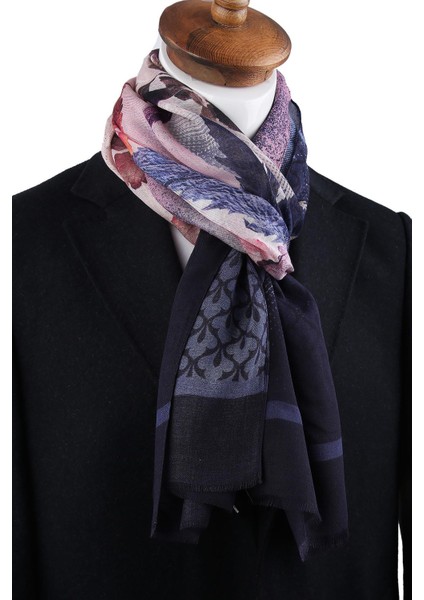 Hester Style Lacivert - Pembe Italyan Modal Kaşkol MDL11 fiyatları