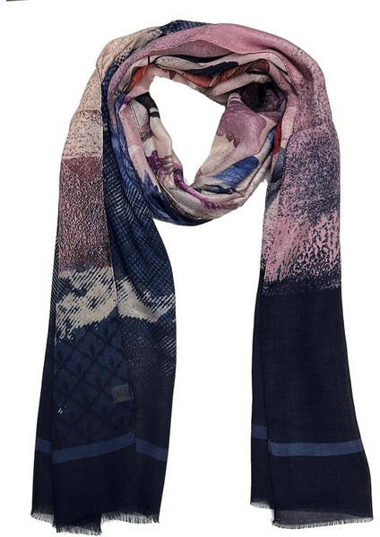 Hester Style Lacivert - Pembe Italyan Modal Kaşkol MDL11 modelleri