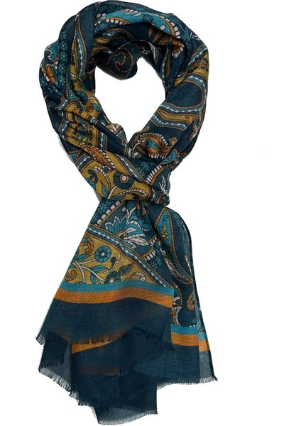 Beekman Style Yeşil - Bej Italyan Modal Kaşkol MDL19