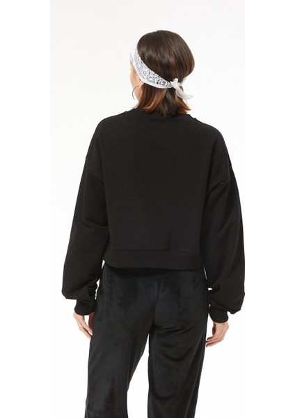 Sıfır Yaka Ayıcık Figürlü Sweat Siyah indirimleri