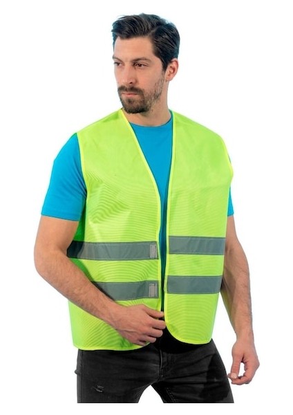 Reflektörlü Ikaz Yeleği (Sarı) Renk Standart Fermuarlı