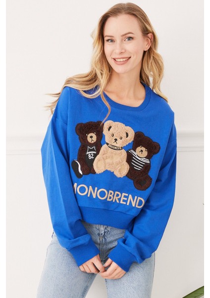 Sıfır Yaka Ayıcık Figürlü Sweat Saks modelleri