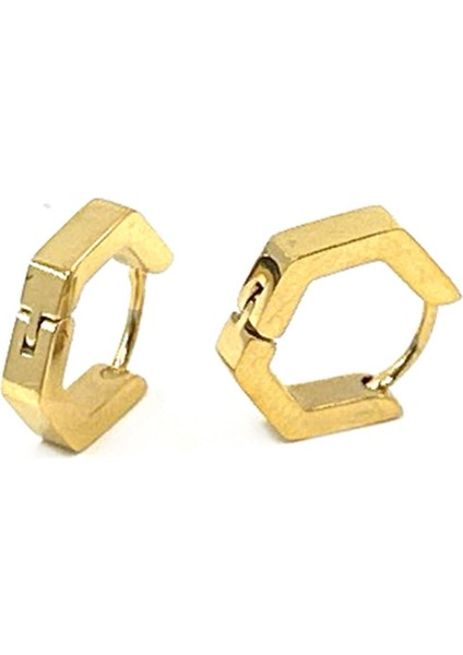 Altın Renk Altıgen Unisex Küpe EAR14