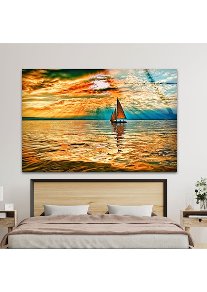 Denizde Gün Batımı Temperli Cam Duvar Tablosu fiyatları