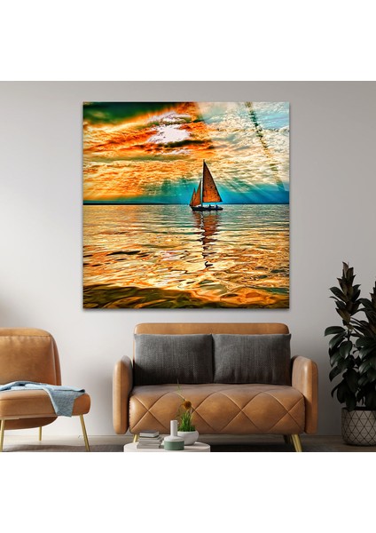 Denizde Gün Batımı Temperli Cam Duvar Tablosu indirimleri