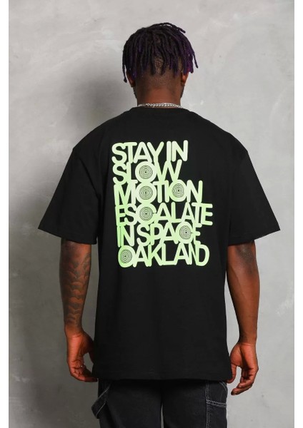 Erkek Baskılı Bisiklet Yaka T-Shirt 20/1 Penye - Siyah