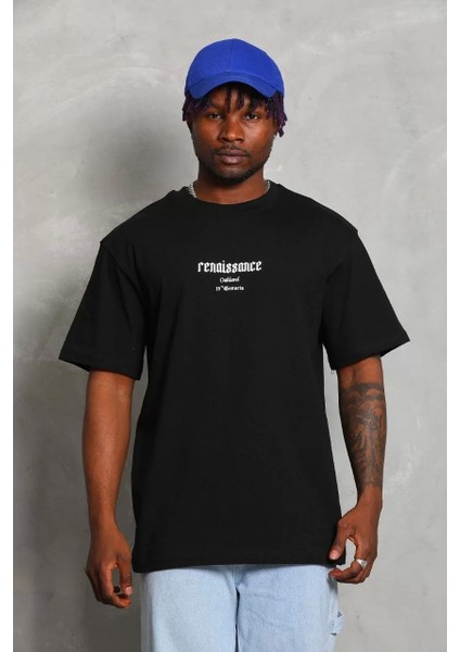 Erkek Baskılı Bisiklet Yaka T-Shirt 20/1 Penye - Siyah