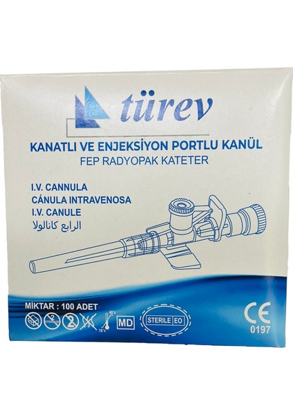 Kanül Mavi Kanatlı ve Enjeksiyon Portlu 22G-0,9X25MM, Akış:36 Ml/dk 100AD