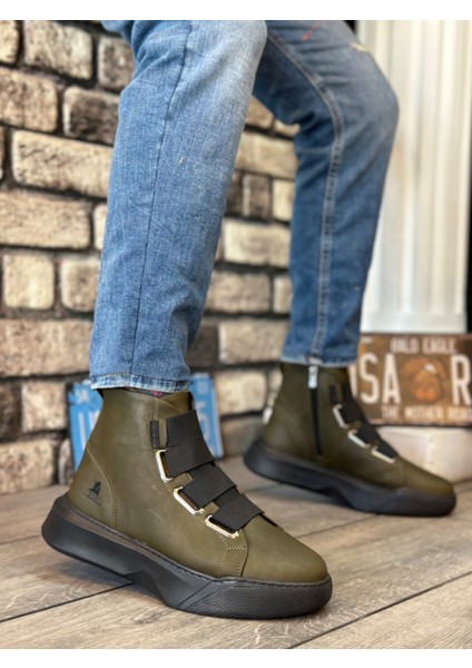 BA0142 Bantlı Erkek Yüksek Taban Haki Spor Bot modelleri