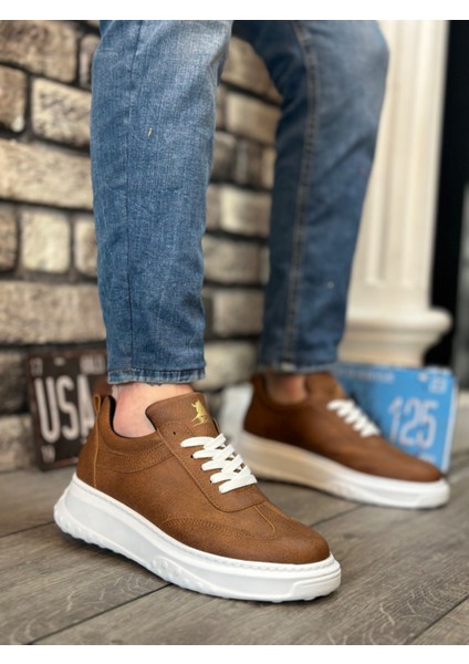 BA0327 BOA Taba Beyaz Kalın Yüksek Taban Bağcıklı Spor Erkek Ayakkabı modelleri