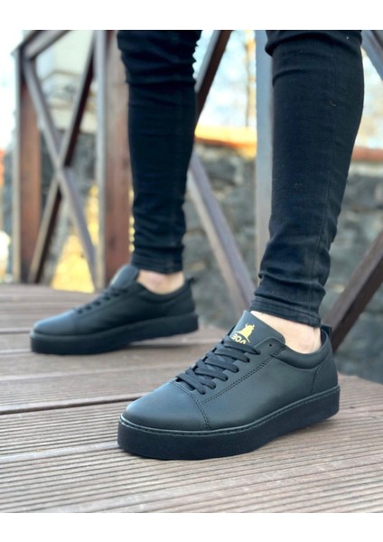 BA0104 Bağcıklı Siyah Cilt Spor Klasik Erkek Ayakkabı