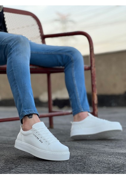 BA0104 Bağcıklı Beyaz Cilt Deri Spor Klasik Erkek Ayakkabı modelleri
