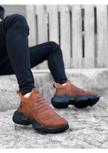 BA0401 Bağcıksız Rahat Yüksek Taban Taba Erkek Spor Yarım Bilek Bot modelleri