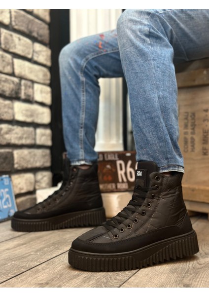 BA0811 BOA Yüksek Siyah Taban Siyah Paraşüt Kumaş Cilt Detaylı Yarım Bilek Spor Bot fiyatları