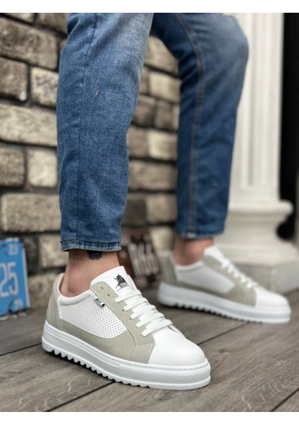 BA0323 BOA Kalın Tırtık Yüksek Taban Beyaz Gri Bağcıklı Spor Erkek Ayakkabı fiyatları