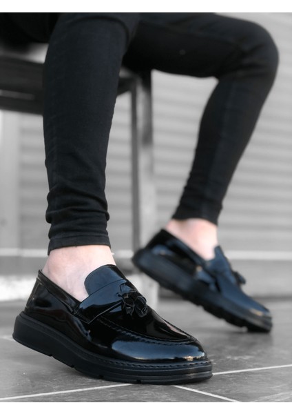 BA0005 Bağcıksız Yüksek Taban Klasik Rugan Kemerli Püsküllü Erkek Ayakkabı fiyatları