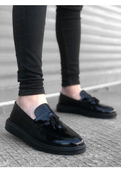 BA0005 Bağcıksız Yüksek Taban Klasik Rugan Kemerli Püsküllü Erkek Ayakkabı modelleri
