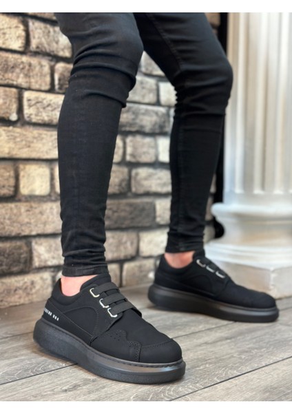 BA0302 Boa Kalın Taban Bağcıksız Tarz Casual Siyah Siyah Erkek Ayakkabı