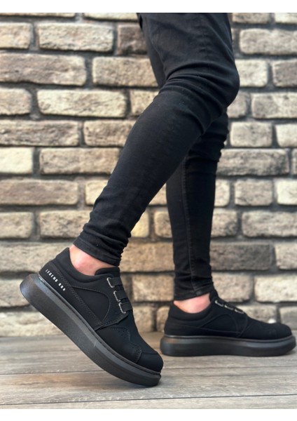 BA0302 Boa Kalın Taban Bağcıksız Tarz Casual Siyah Siyah Erkek Ayakkabı modelleri