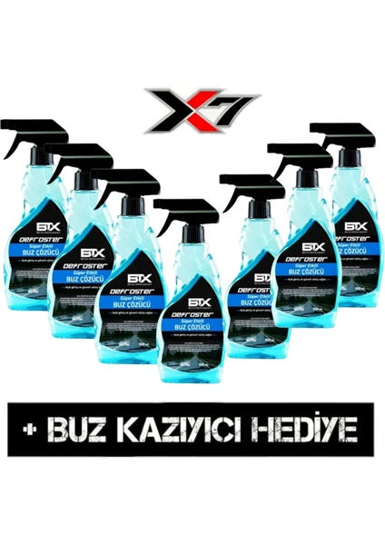 Araba Cam Buz Çözücü Sprey 500 ml x 7 Adet & Buz Kazıyıcı Hediyeli