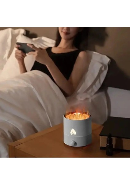 180ML Işıklı Aroma Yayıcılı Alev Simülasyon Air Humidifer Ultrasonic Hava Nemlendirici modelleri