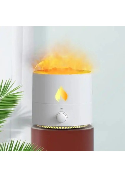 180ML Işıklı Aroma Yayıcılı Alev Simülasyon Air Humidifer Ultrasonic Hava Nemlendirici fırsatları