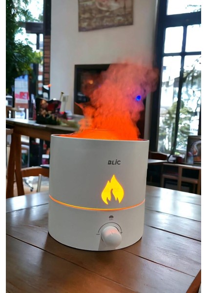 180ML Işıklı Aroma Yayıcılı Alev Simülasyon Air Humidifer Ultrasonic Hava Nemlendirici indirimleri