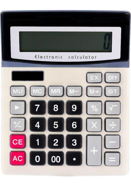 Büyük Düğmeli Geniş LCD Ekranlı 12 Haneli Pilli Hesap Makinesi