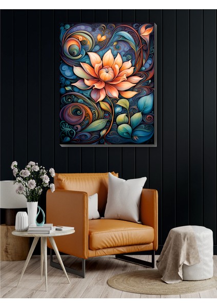 Lotus Art Mandala Kanvas Tablo Dekoratif Modern Soyut Minimalist