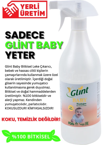 Baby 1 Litre %100 Bitkisel Bebek Yenidoğan Sıvı Çamaşır Deterjanı Leke Temizleyici Kokusuz Sprey