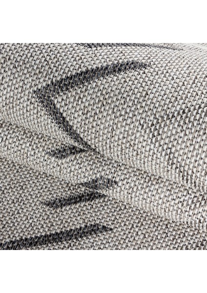 Iç ve Dış Mekan Halı Krem, Zig-Zag Tasarım, Hava Koşullarına Dayanıklı, Teras, Balkon Için