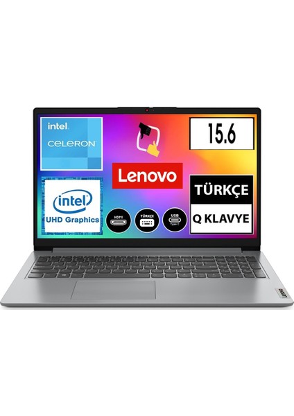 Ideapad Intel Celeron N4020 4gb 128GB SSD W11 15.6 " Taşınabilir Bilgisayar 82V700A8TX Snertech