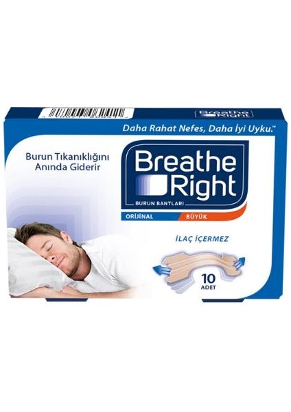 Breathe Right Burun Bandı Büyük Boy 10'lu (Burun Tıkanıklığı için)